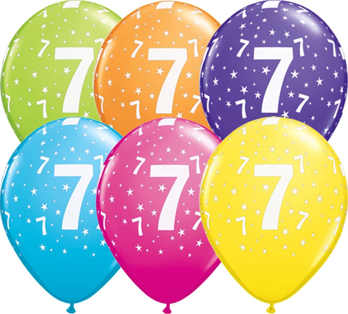 Meerkleurige 7 jaar ballonnen 25 stuks