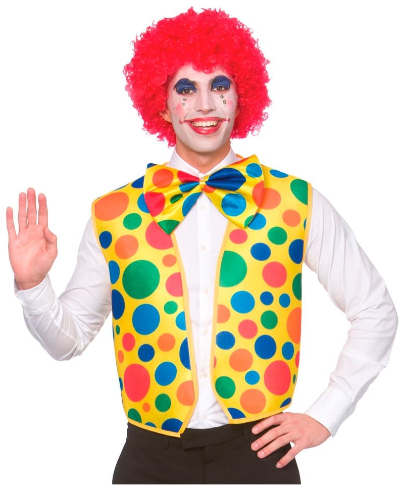 Meerkleurige clownsvest met strik