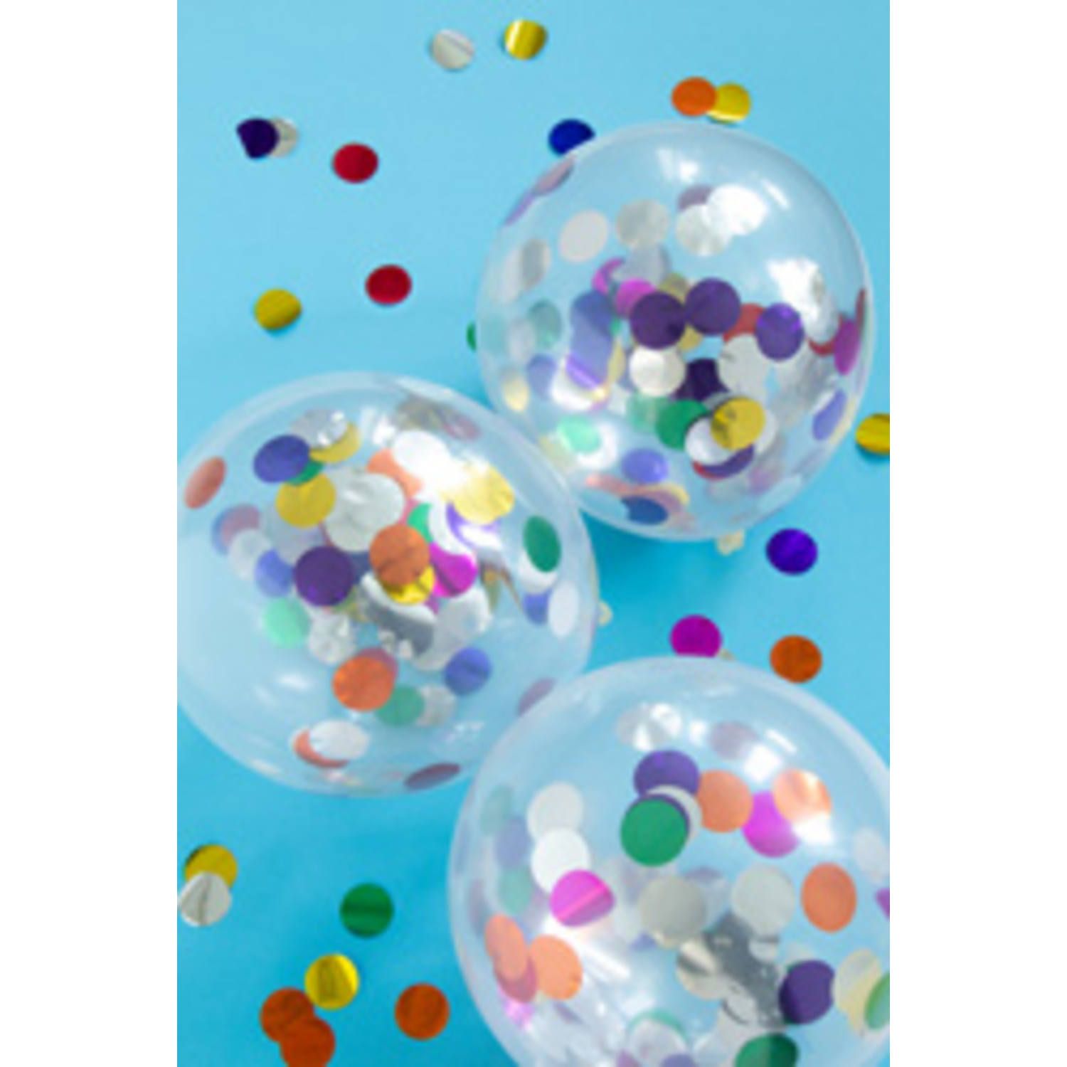 Herhaald rouw Schoolonderwijs Meerkleurige folie confetti ballonnen 4 stuks | Feestkleding.nl