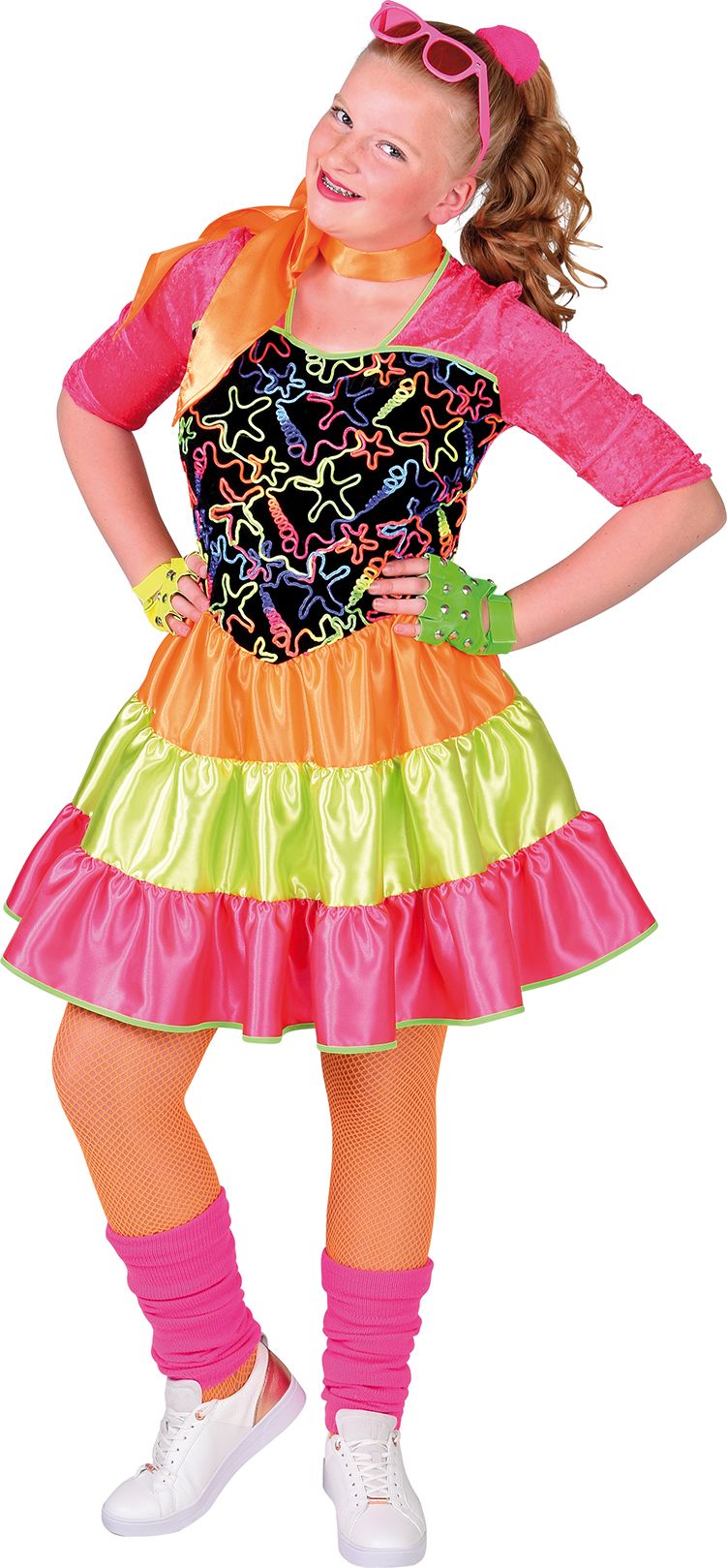 Meisjes disco jurk fluor