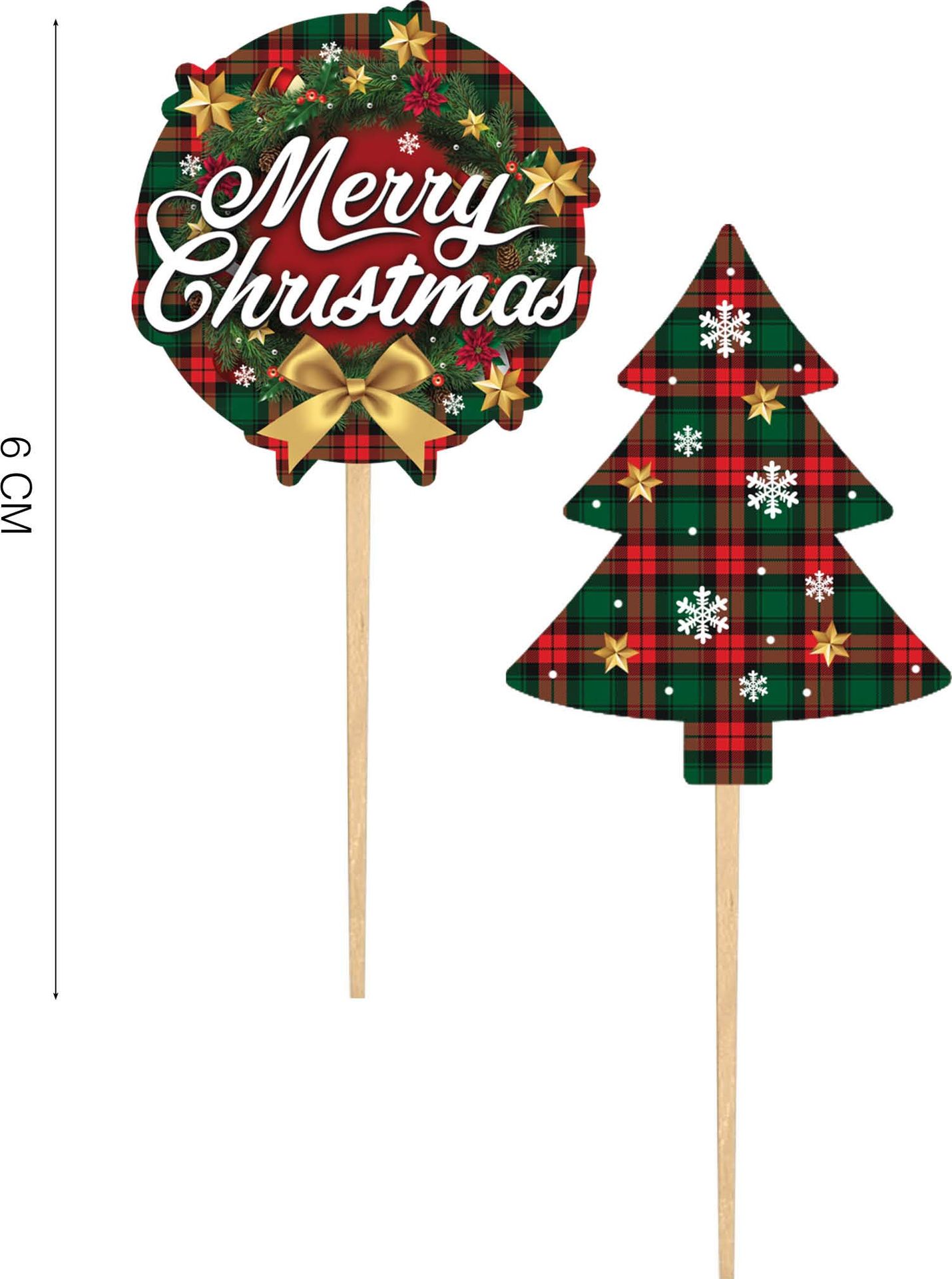 Merry christmas cupcake versiering 6cm 12 stuks