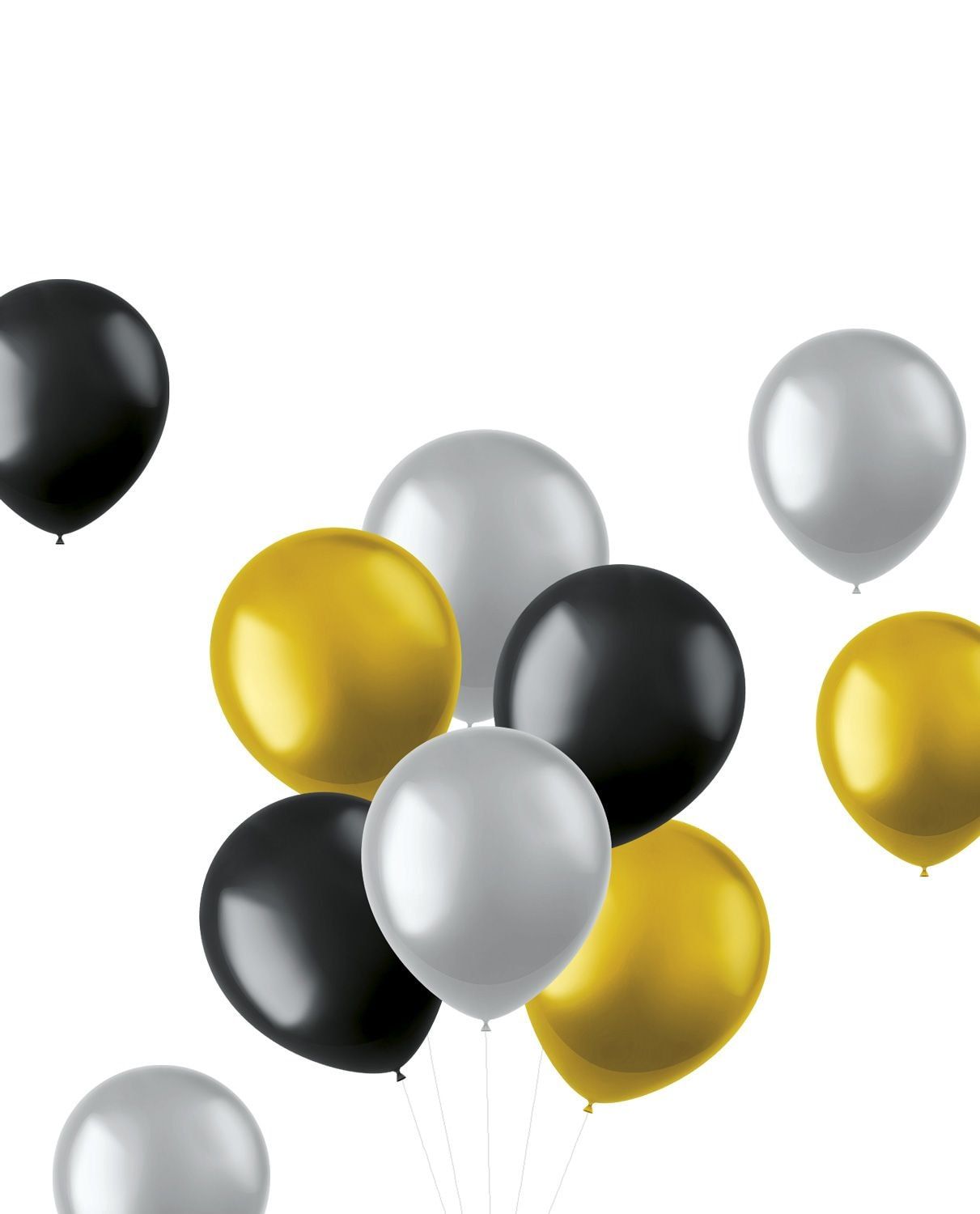 Metallic ballonnen zwart goud zilver 100 stuks