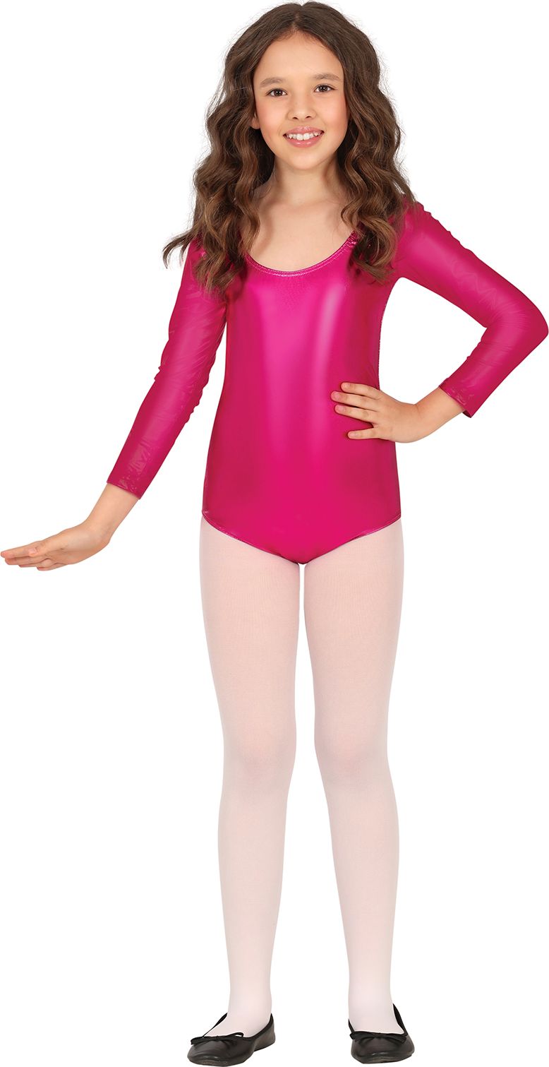 Metallic Fuscia Lange Mouwen Turnpakje kind