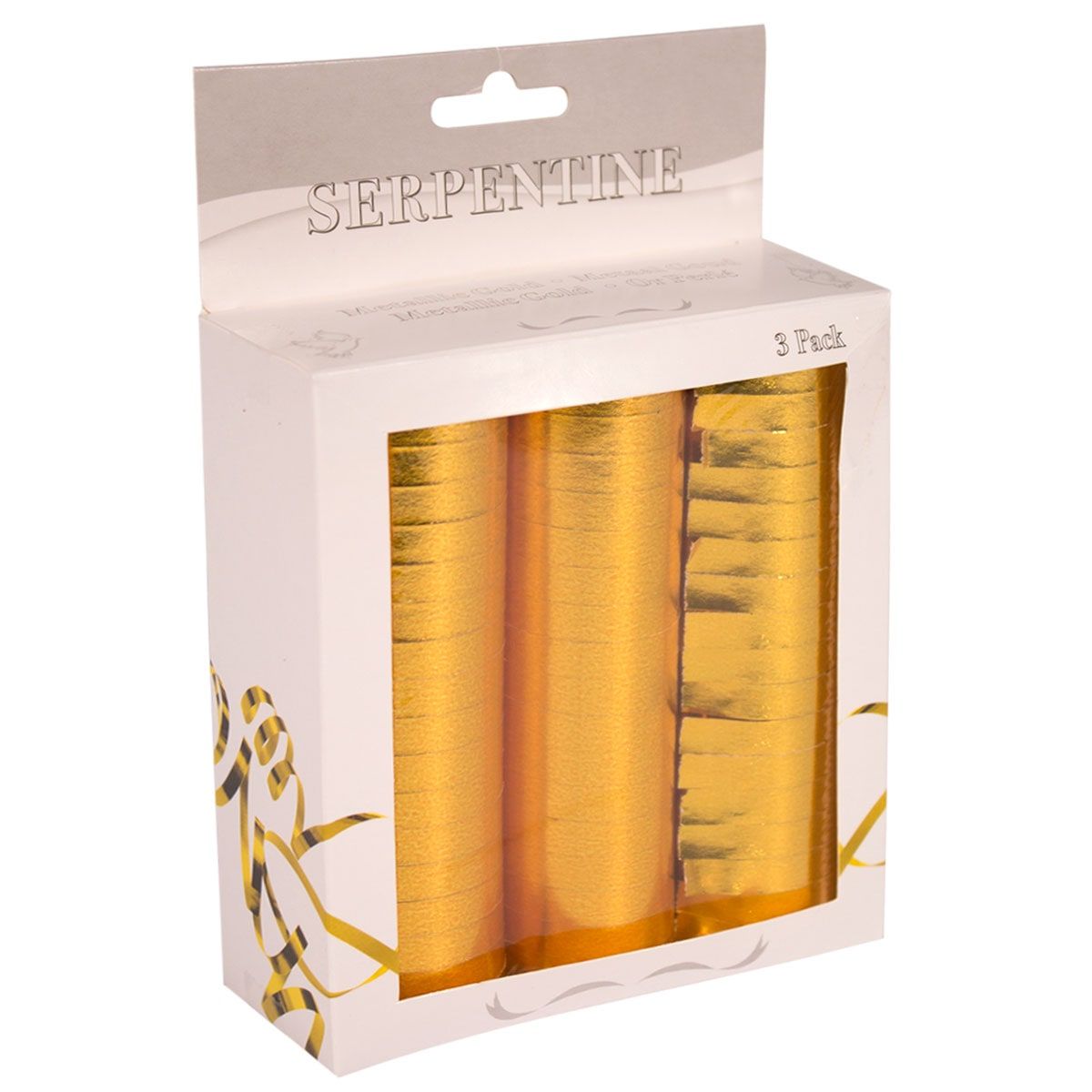 Metallic gouden serpentine rollen 3 stuks