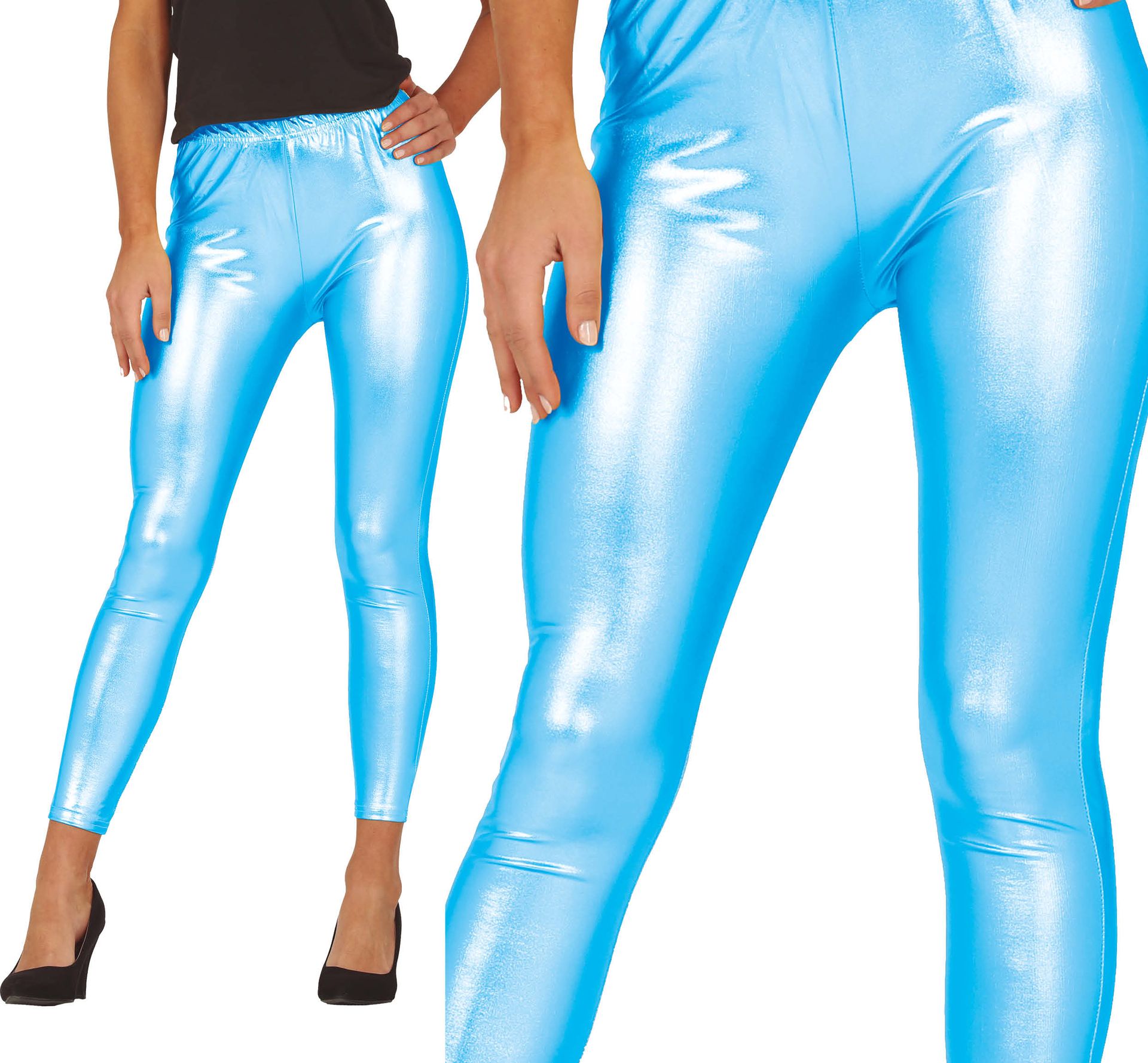 Metallic lichtblauwe legging dames