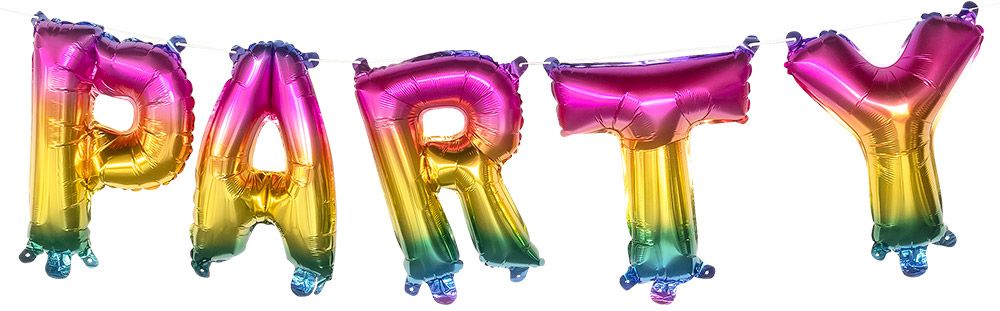 Metallic rainbow party folieballon slinger