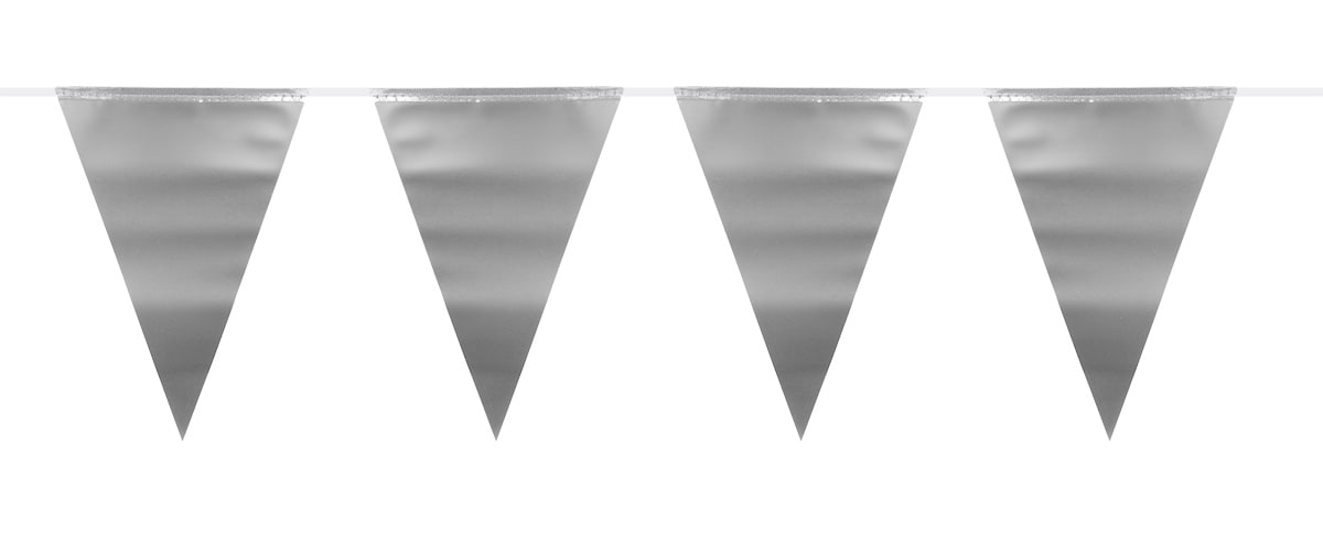Metallic zilver vlaggenlijn 6 meter
