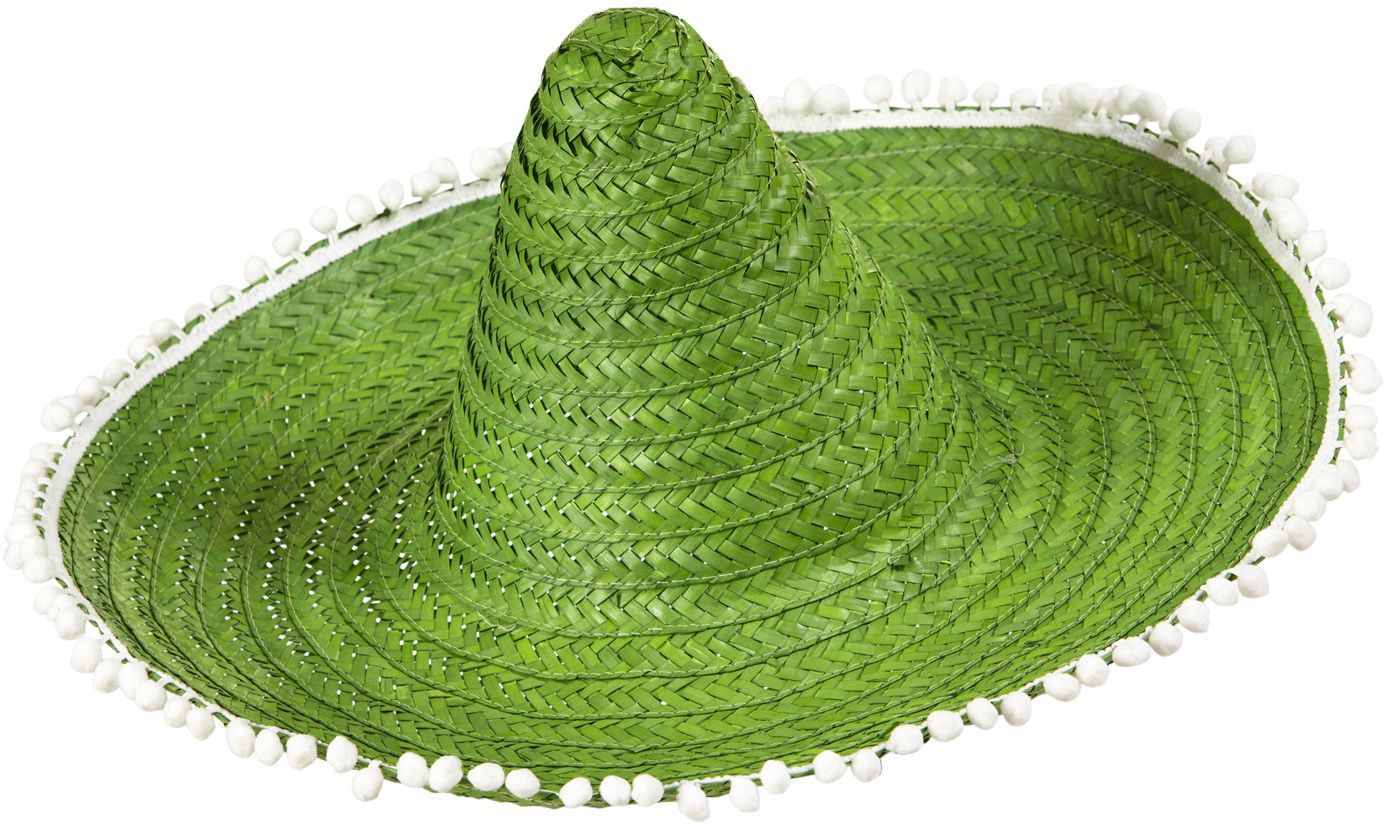 Mexicaanse sombrero groen met pompoms