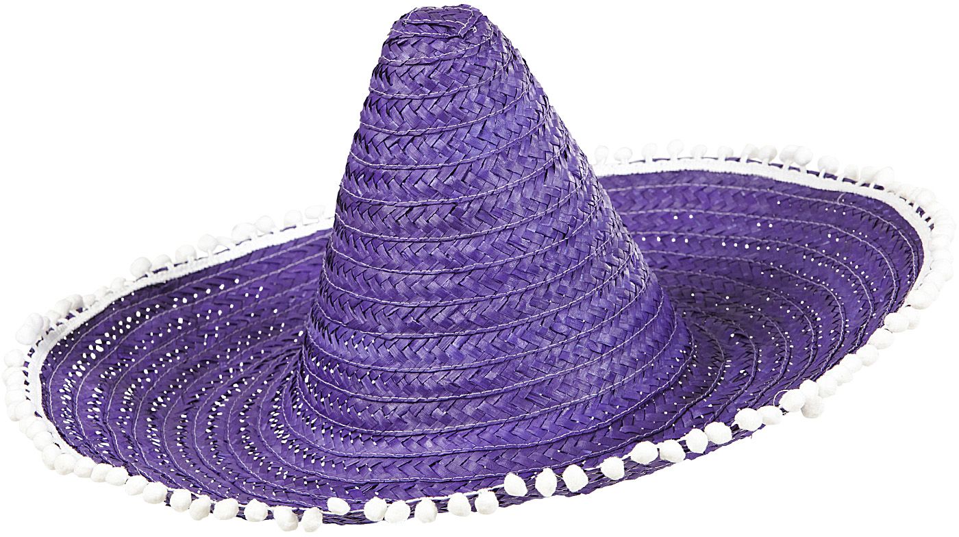 Mexicaanse sombrero paars met pompoms