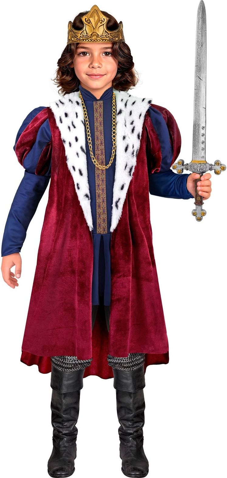 Middeleeuwse Koning Outfit Jongens Rood Blauw