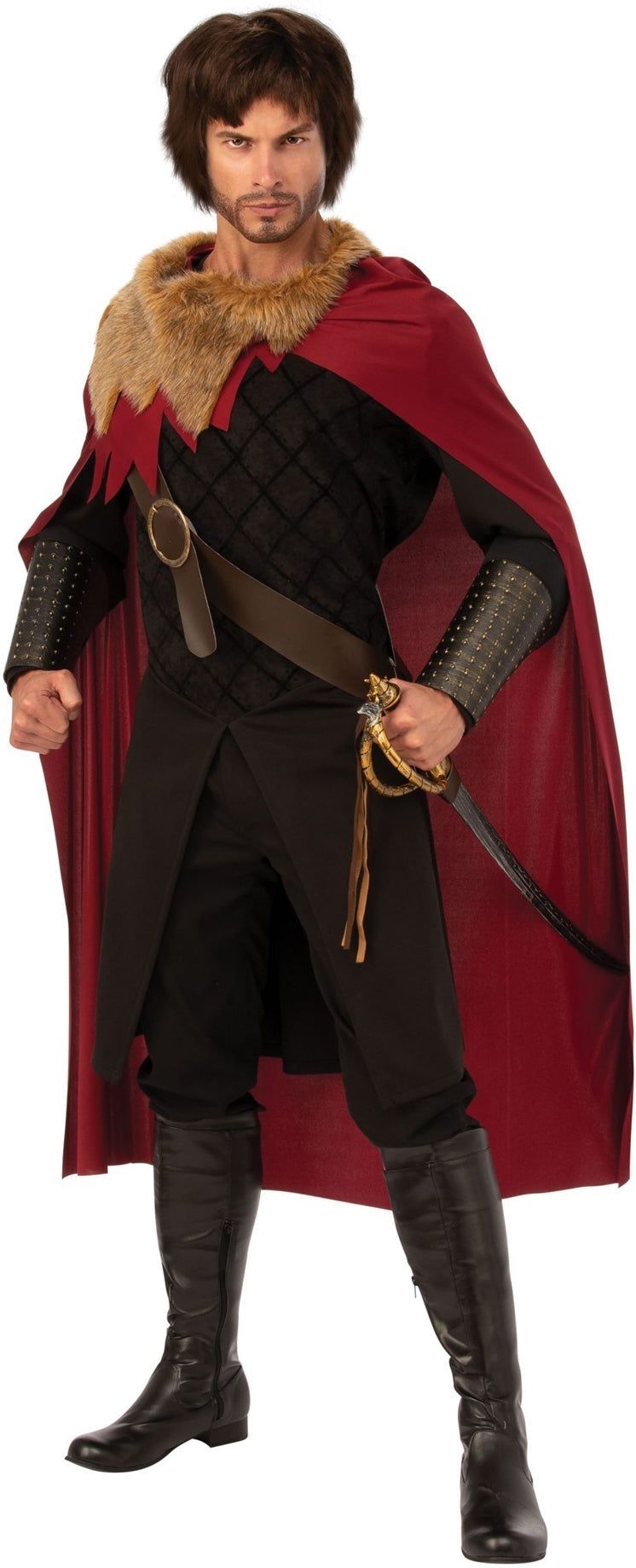 Middeleeuwse Krijger Kostuum met Mantel Heren