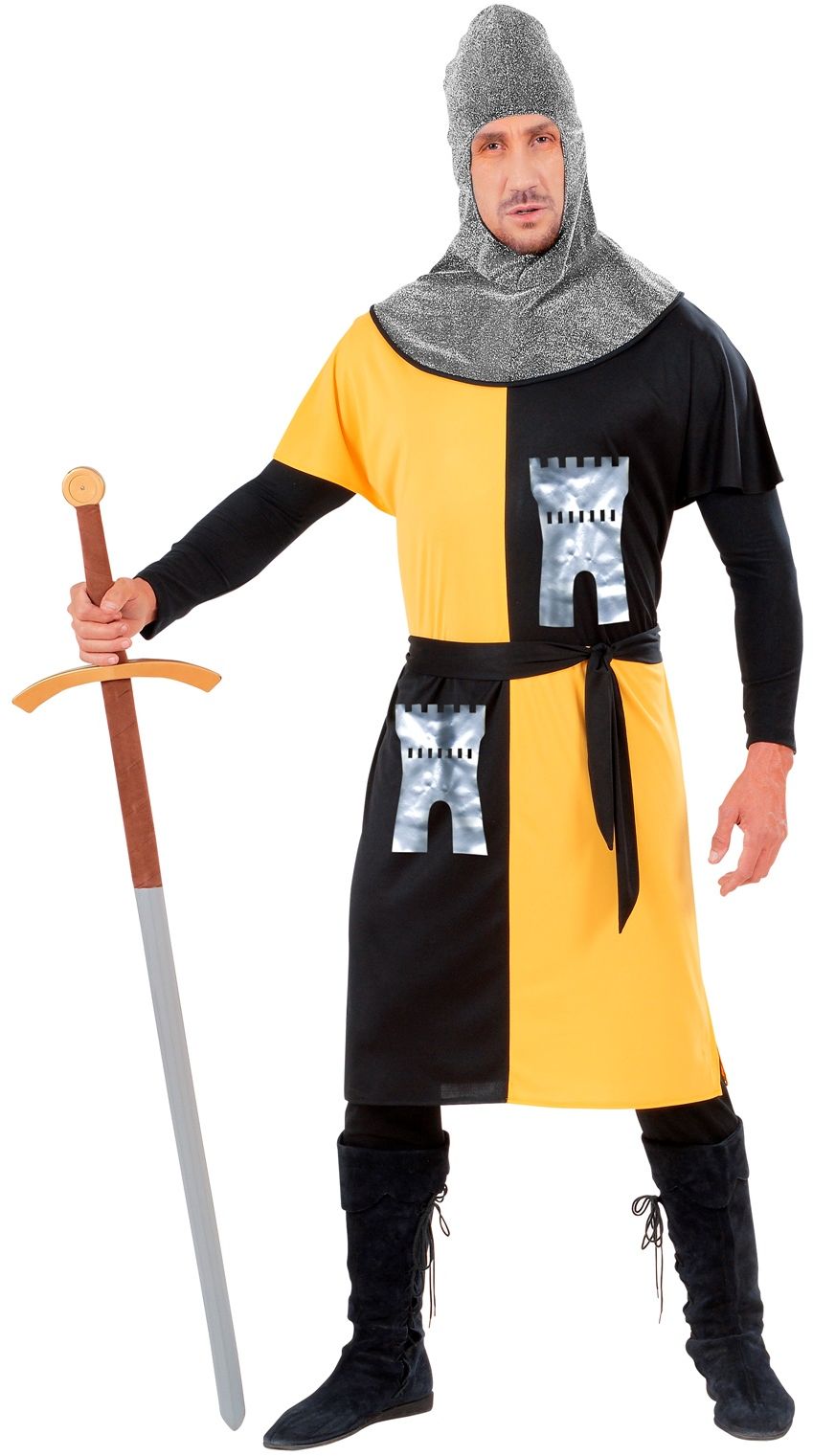 Middeleeuwse ridder kostuum heren geel