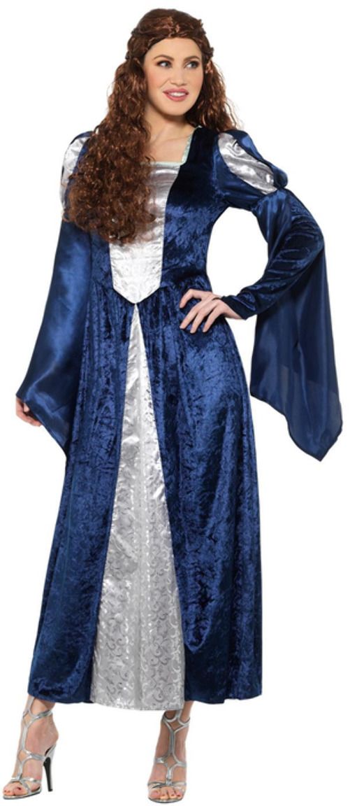Middeleeuwse vrouwen jurk blauw
