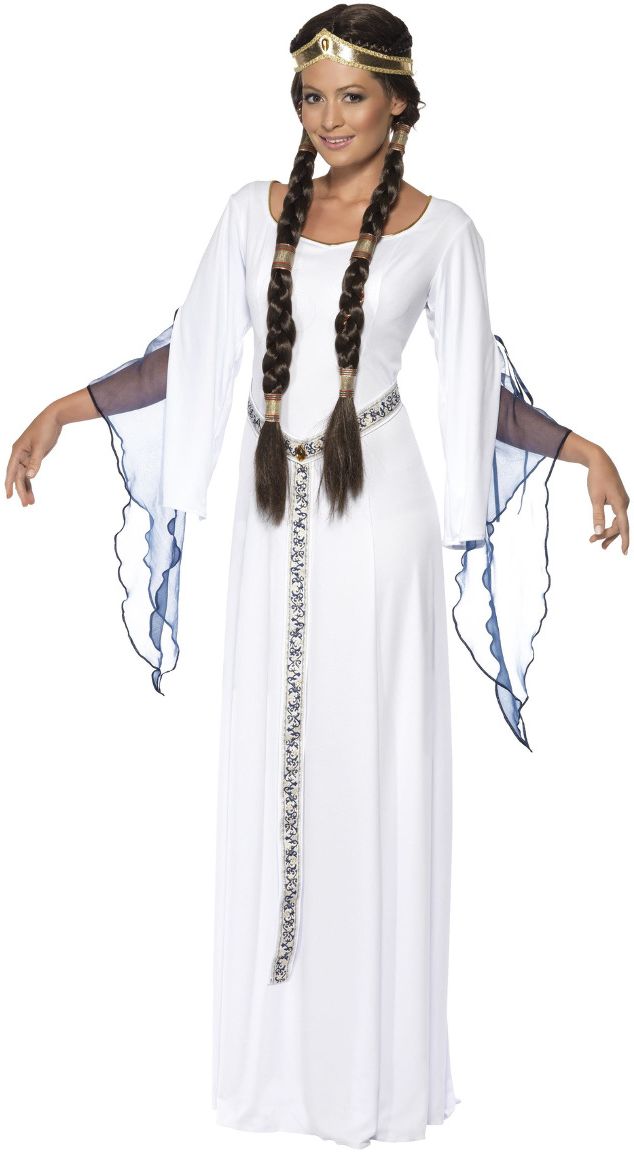 Middeleeuwse witte vrouwen jurk