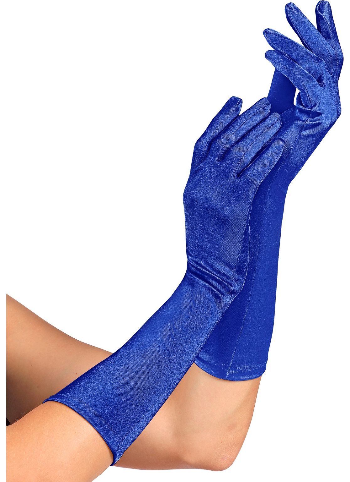 Middellange satijnen handschoenen blauw