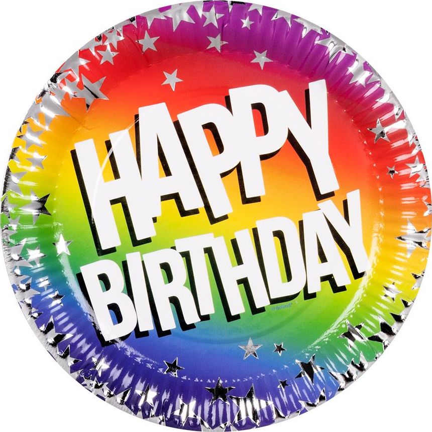 Mini Rainbow Happy Birthday Papieren Bordjes 10 Stuks