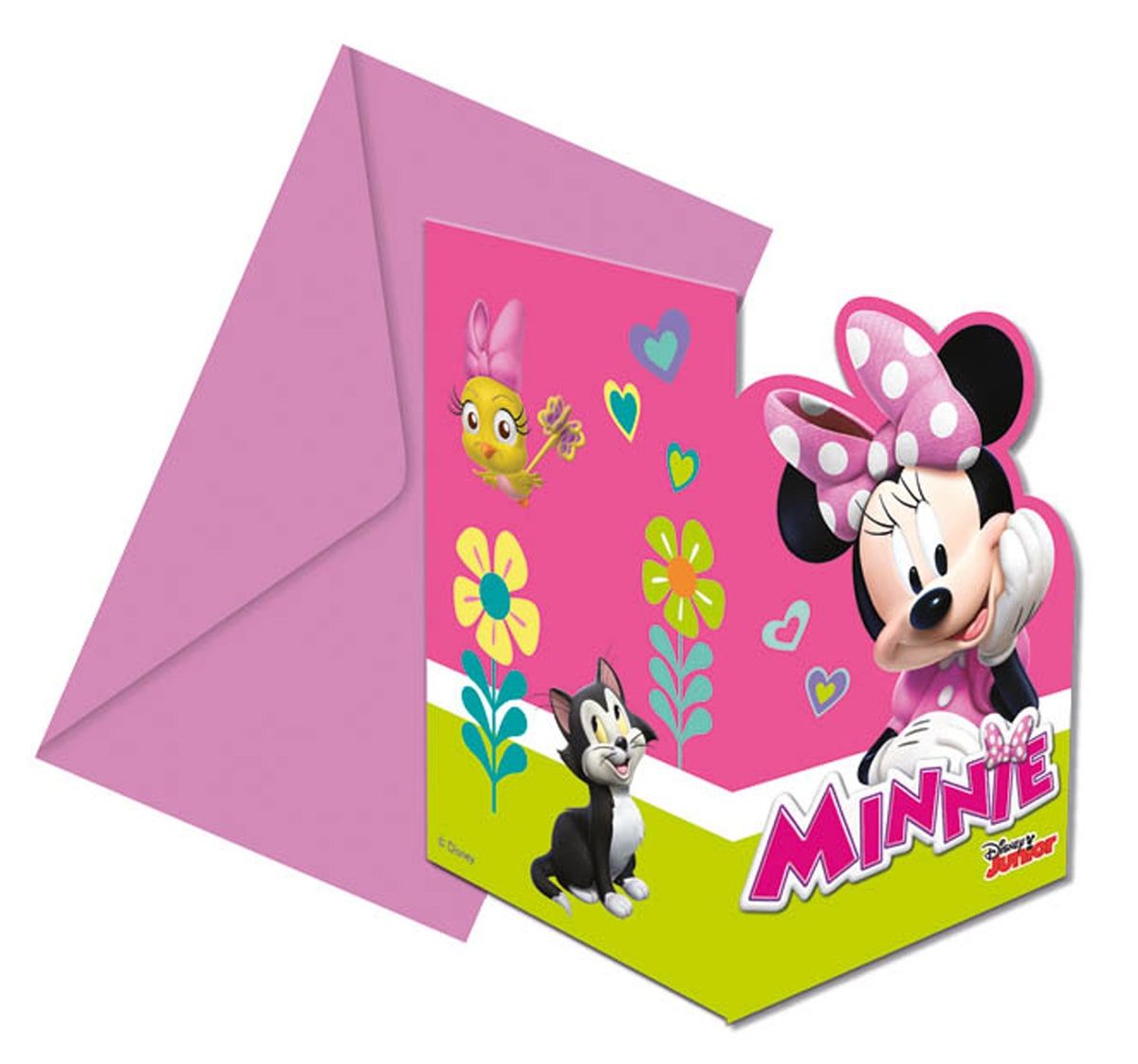 Minnie mouse happy verjaardag uitnodigingen 6 stuks