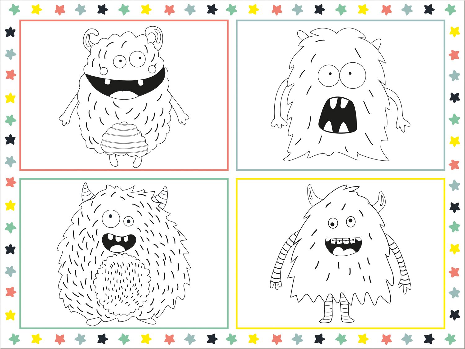 Monsters kleurplaat placemats