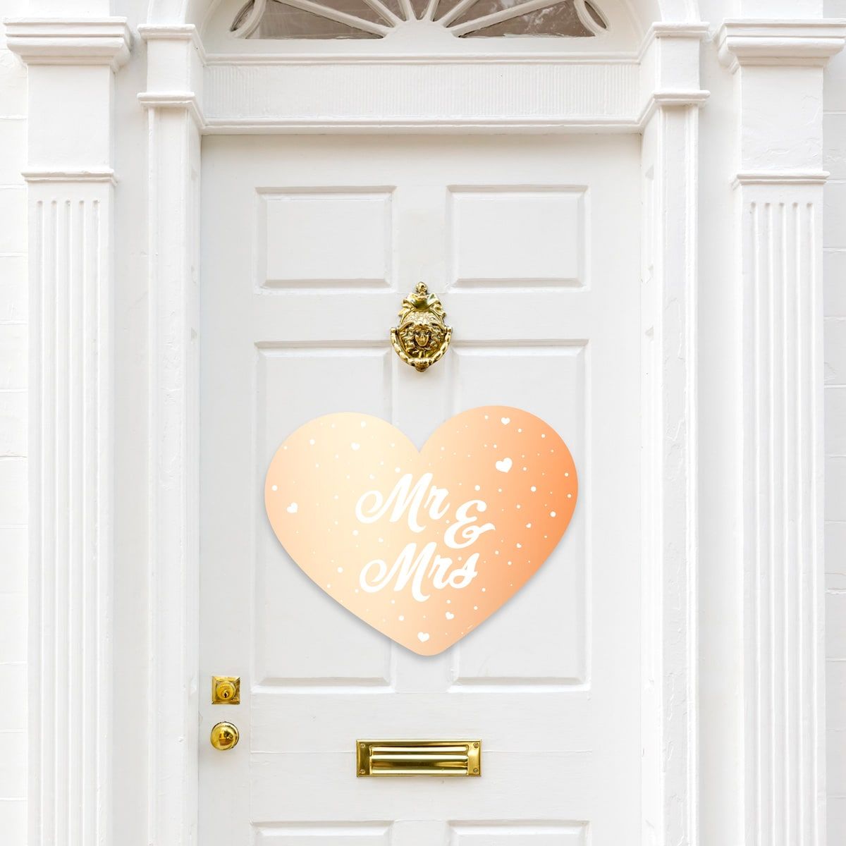 Mr en mrs hartvormig deurbord rose goud