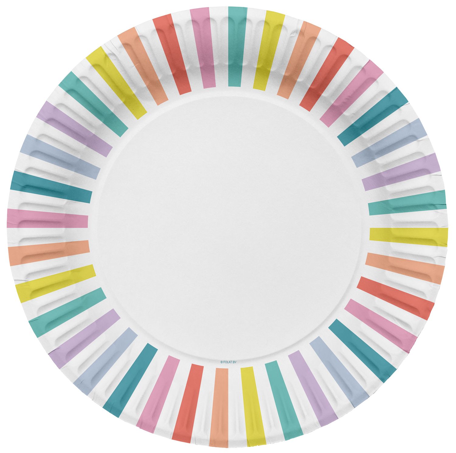 Multicolorstreep pastel feest bordjes 8 stuks