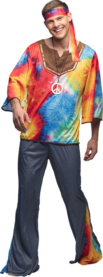 Multikleur Hippie Outfit Heren Tie Dye
