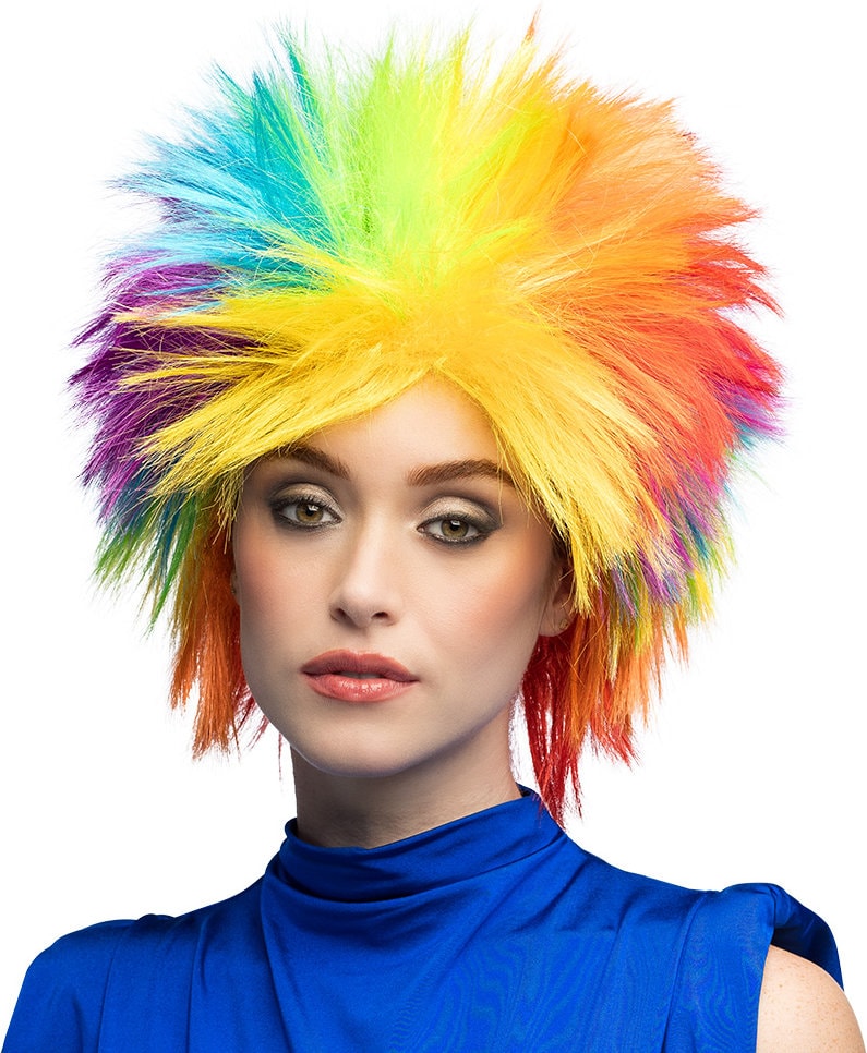 Multikleur Regenboog Punk Pruik