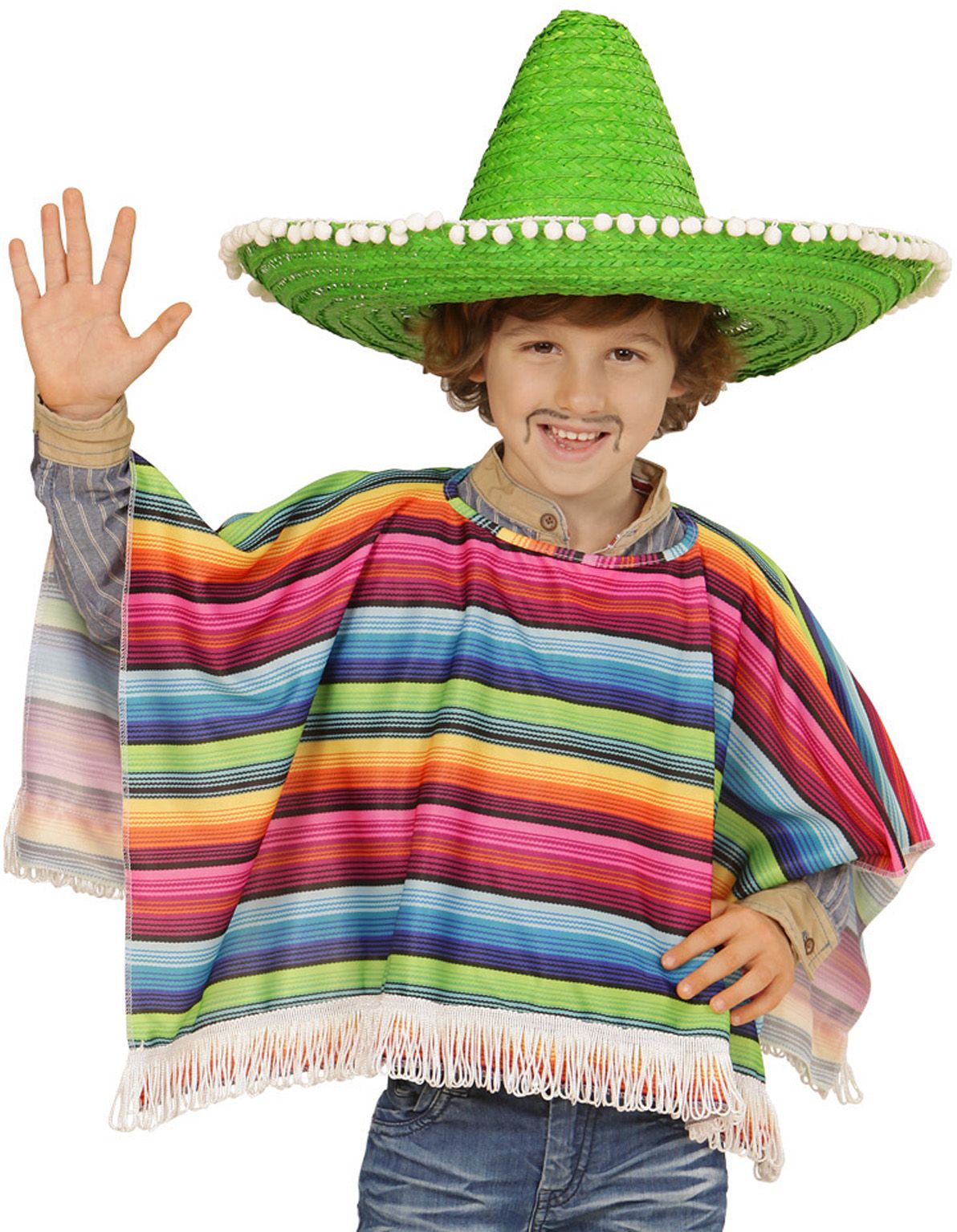 Multikleurige mexicaanse poncho kind