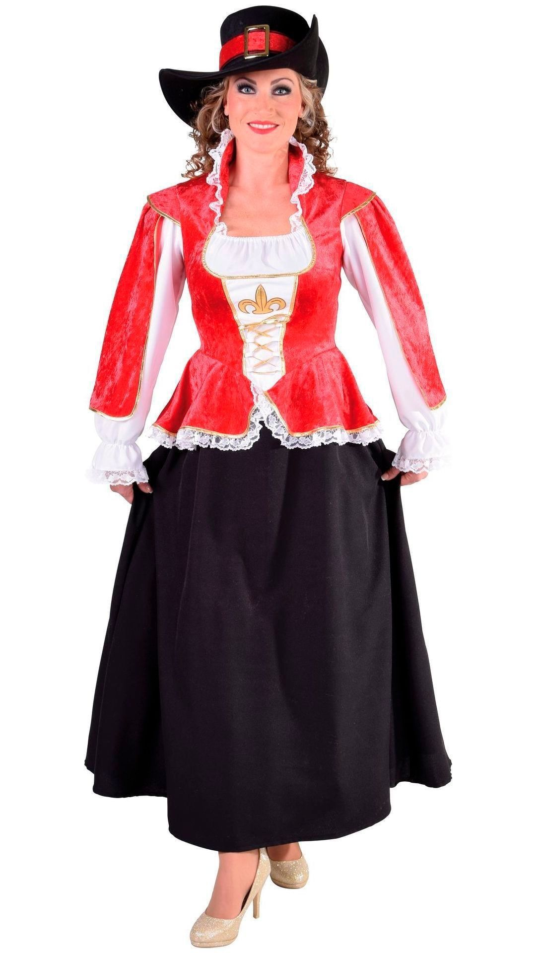 Musketier jurk lang rood vrouwen