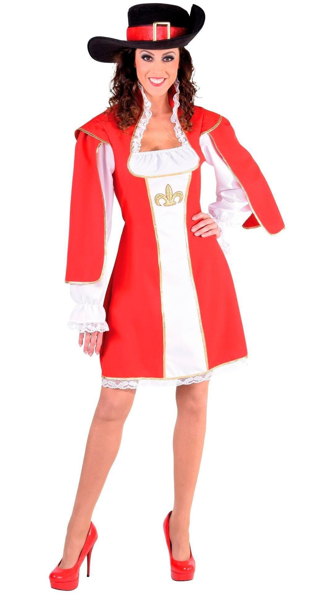 Musketier outfit rood vrouwen