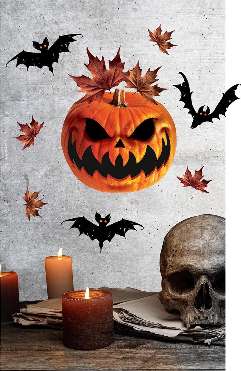 Muurdecoratie pompoen 25 x 70 cm halloween