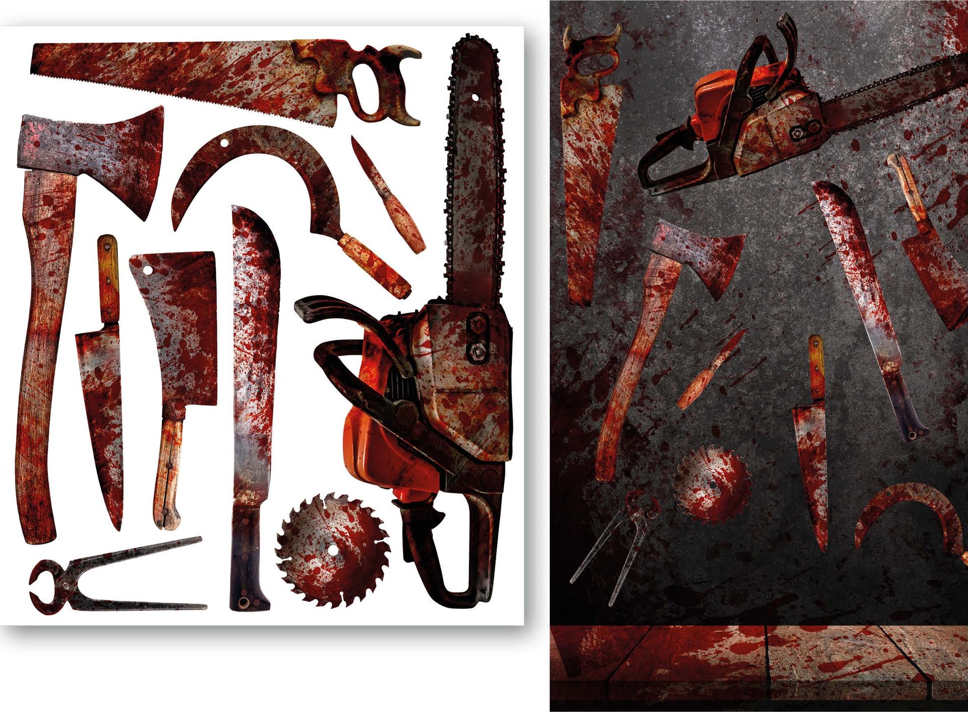 Muurstickers bloederig gereedschap halloween