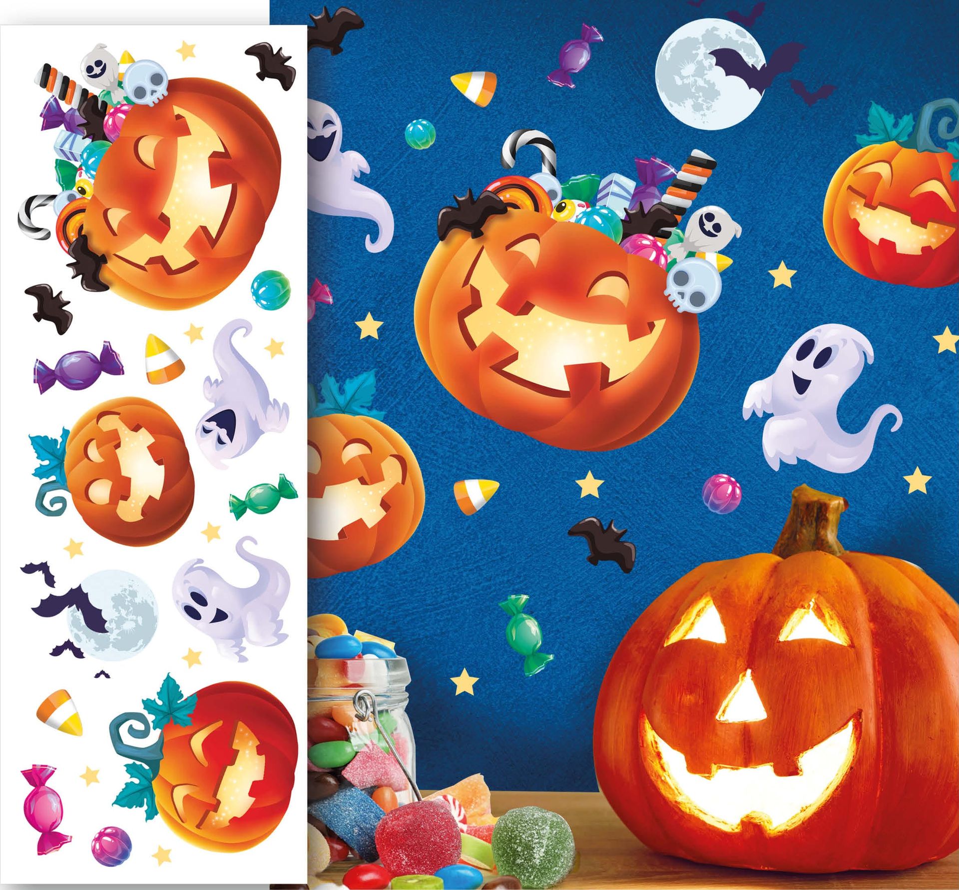 Muurstickers vrolijke halloween figuren