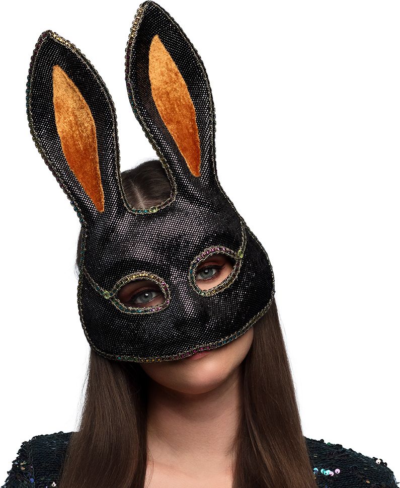 Mystery Bunny Zwart Halfmasker