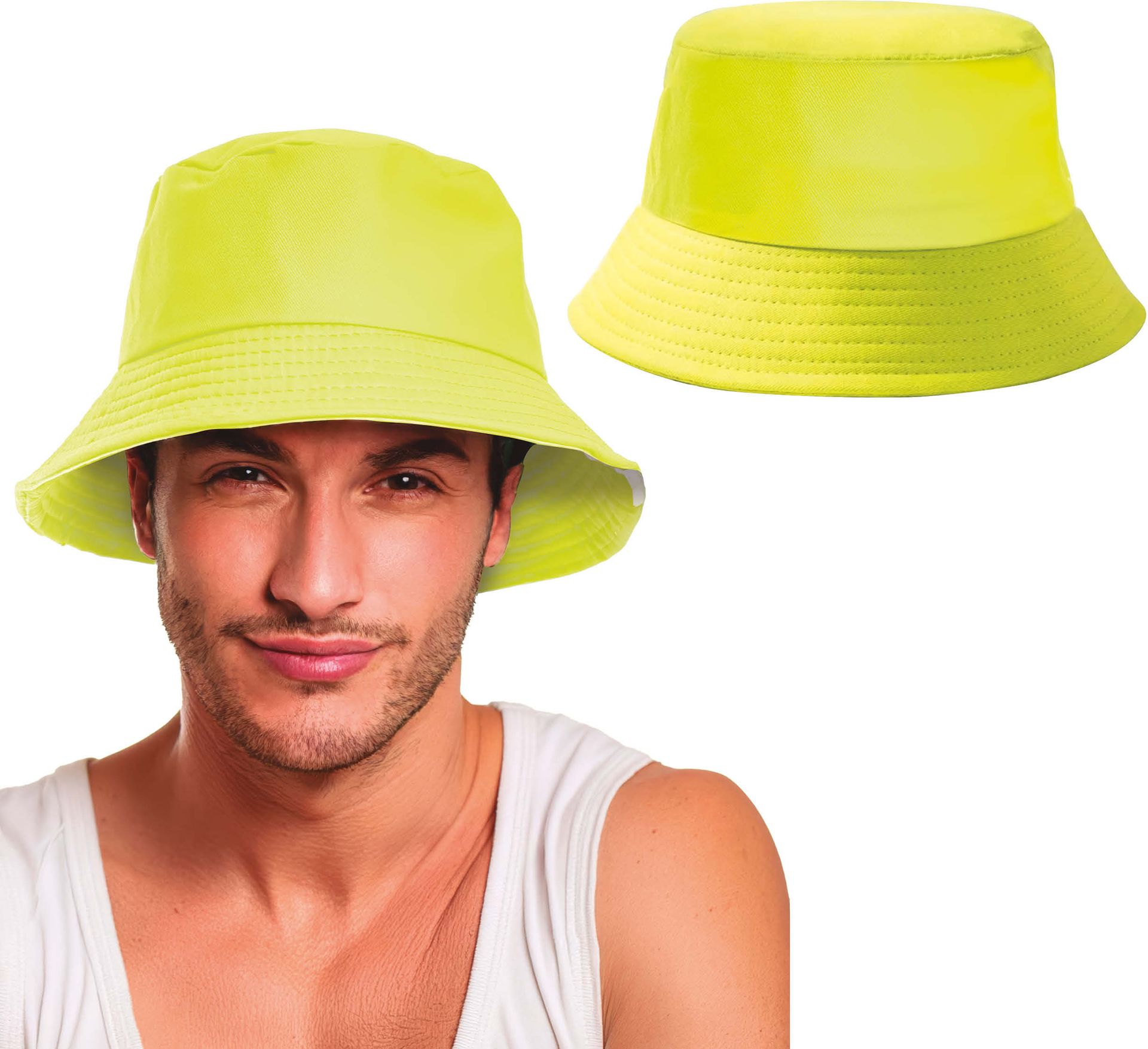 Neon Geel Buckethat Vissershoedje