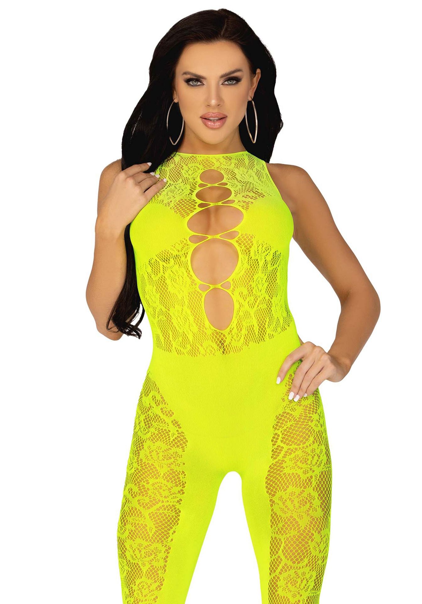 Neon gele bodystocking dames