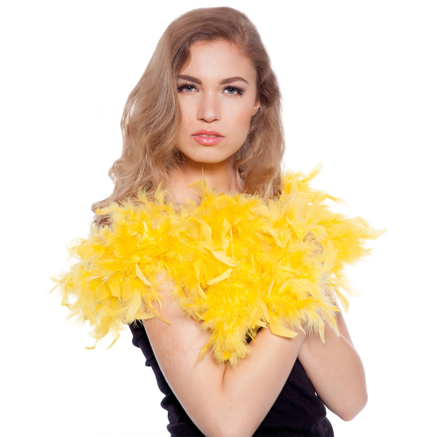 Neon gele luxe veren boa 180cm
