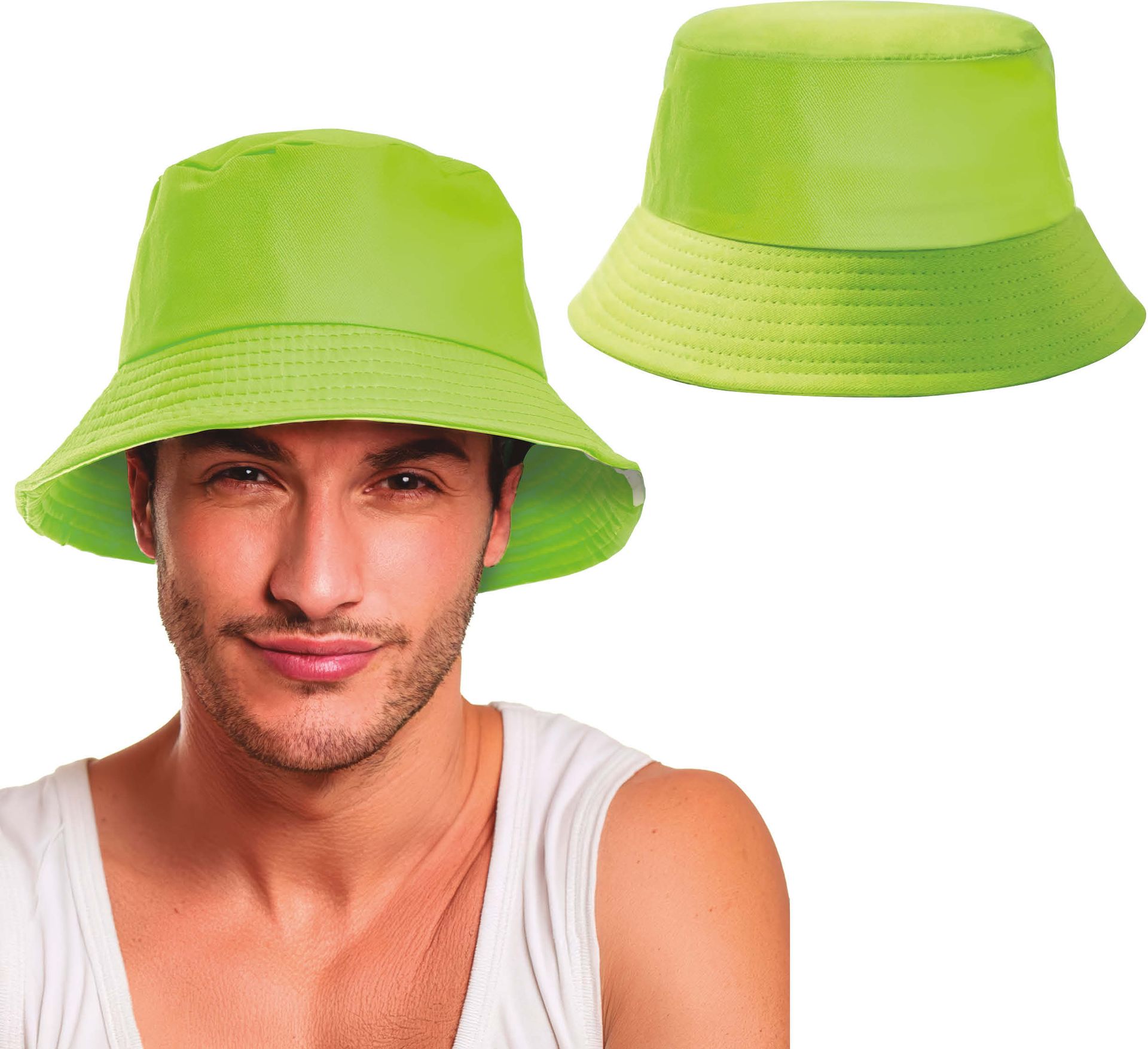 Neon Groen Buckethat Vissershoedje