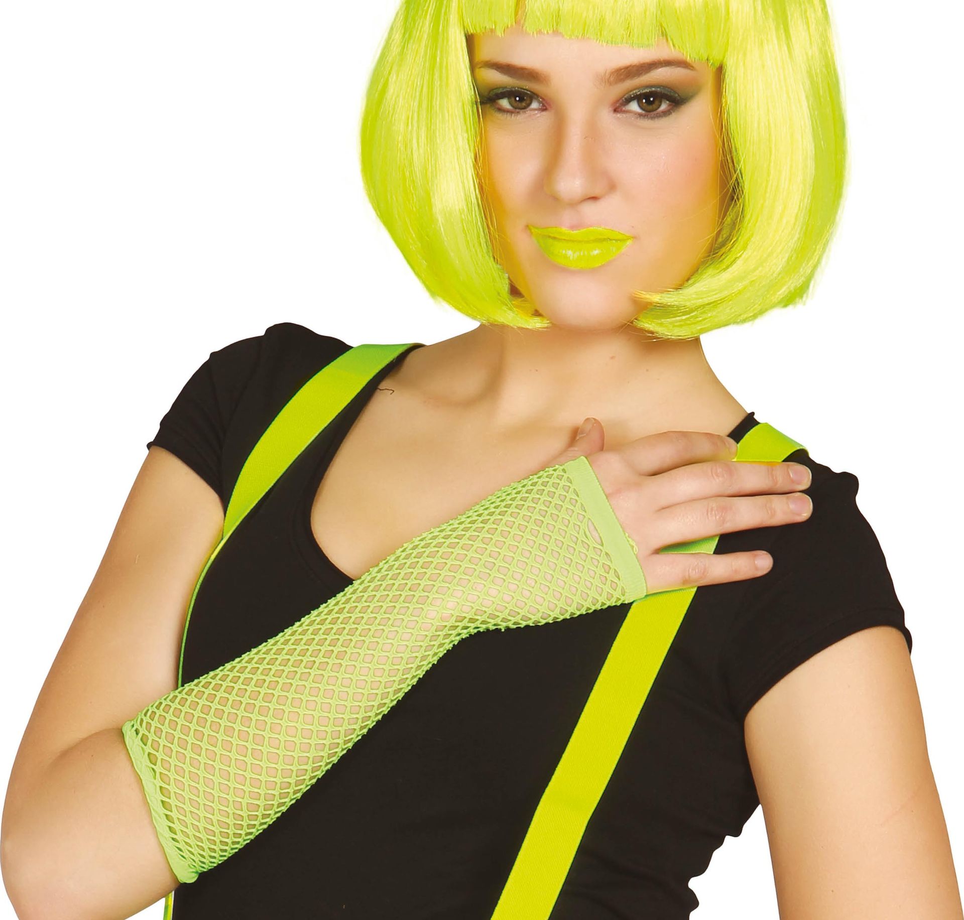 Neon groene lange vingerloze handschoenen