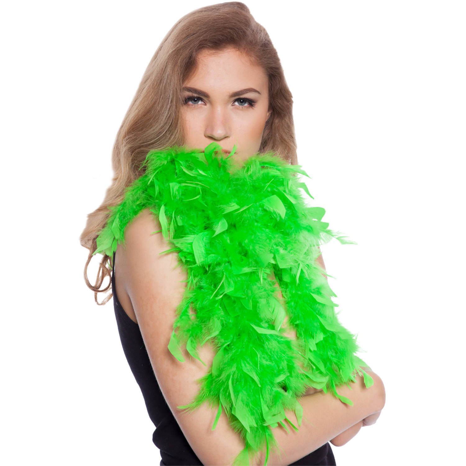 Neon groene luxe veren boa 180cm
