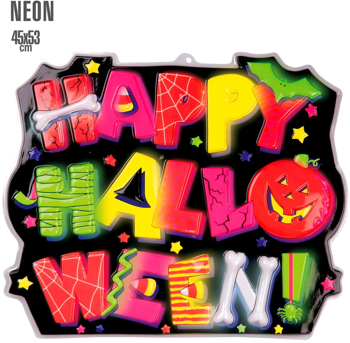 Neon happy halloween bord