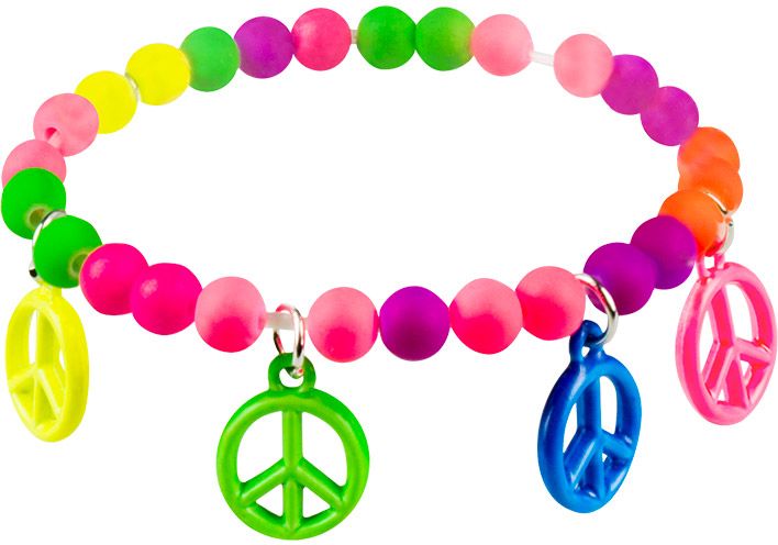Neon hippie armband met peace teken