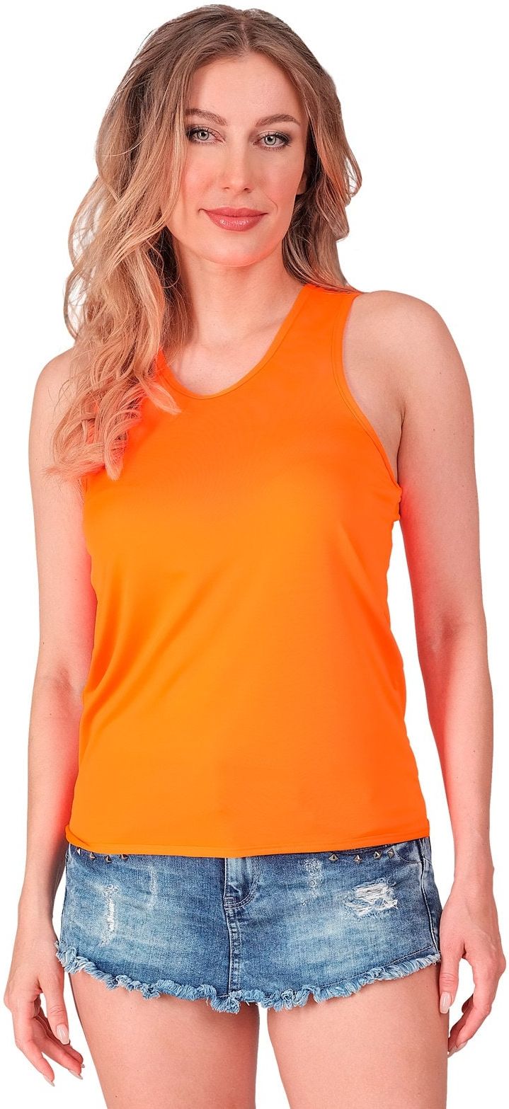 Neon Oranje 80s Carnaval Tanktop Vrouwen
