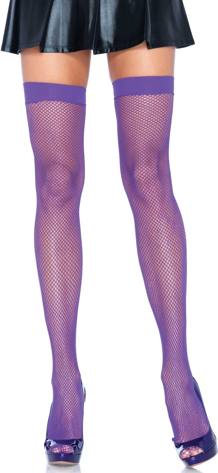 Neon paarse nylon visnet kousen