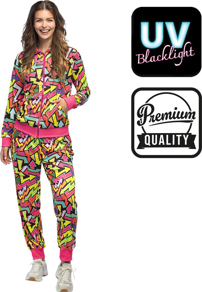 Neon Party Kostuum 90s Dames Street Art