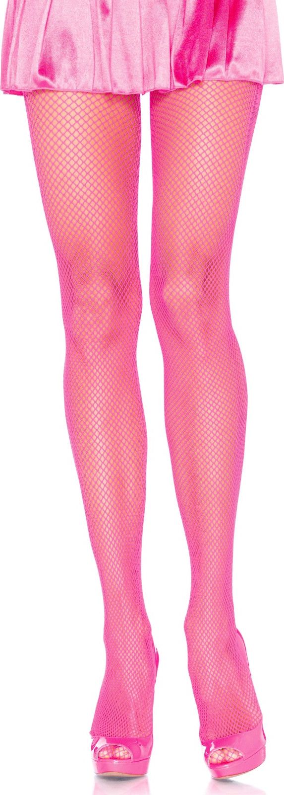 Neon roze elastaan visnet panty