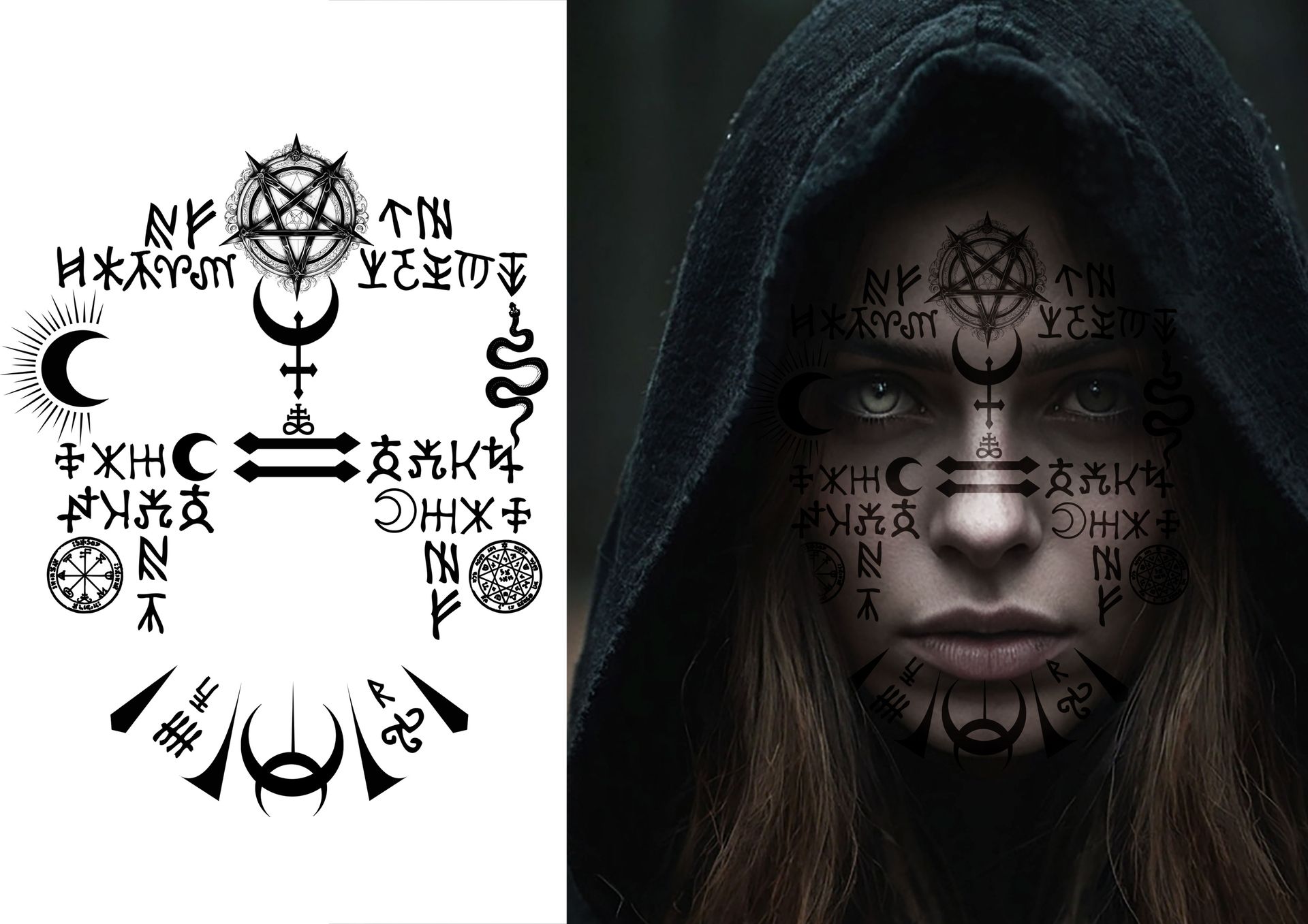 Nep Gezichtstatoeage Halloween Satanisch