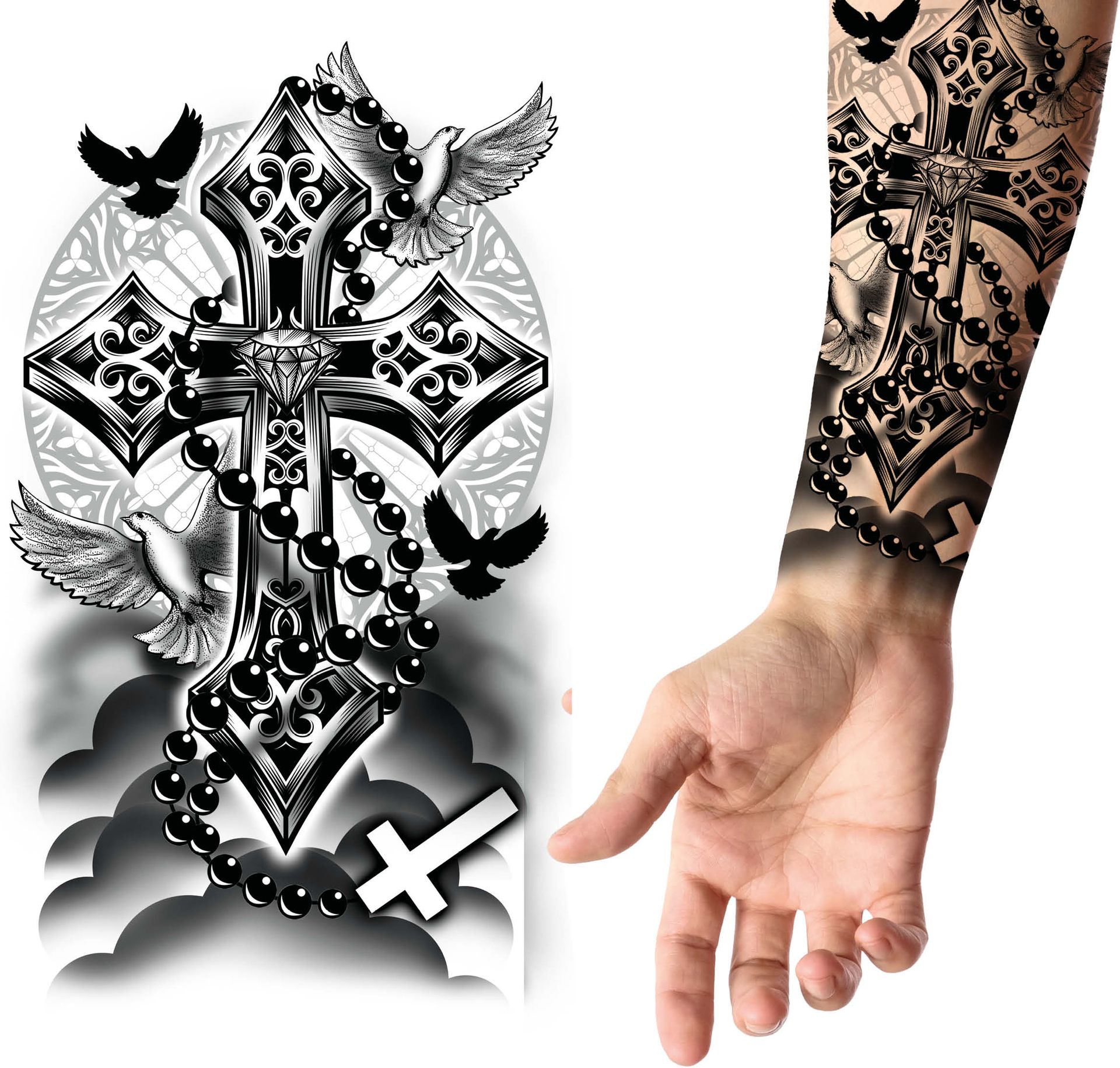 Nep Tattoo Kruis Zwart