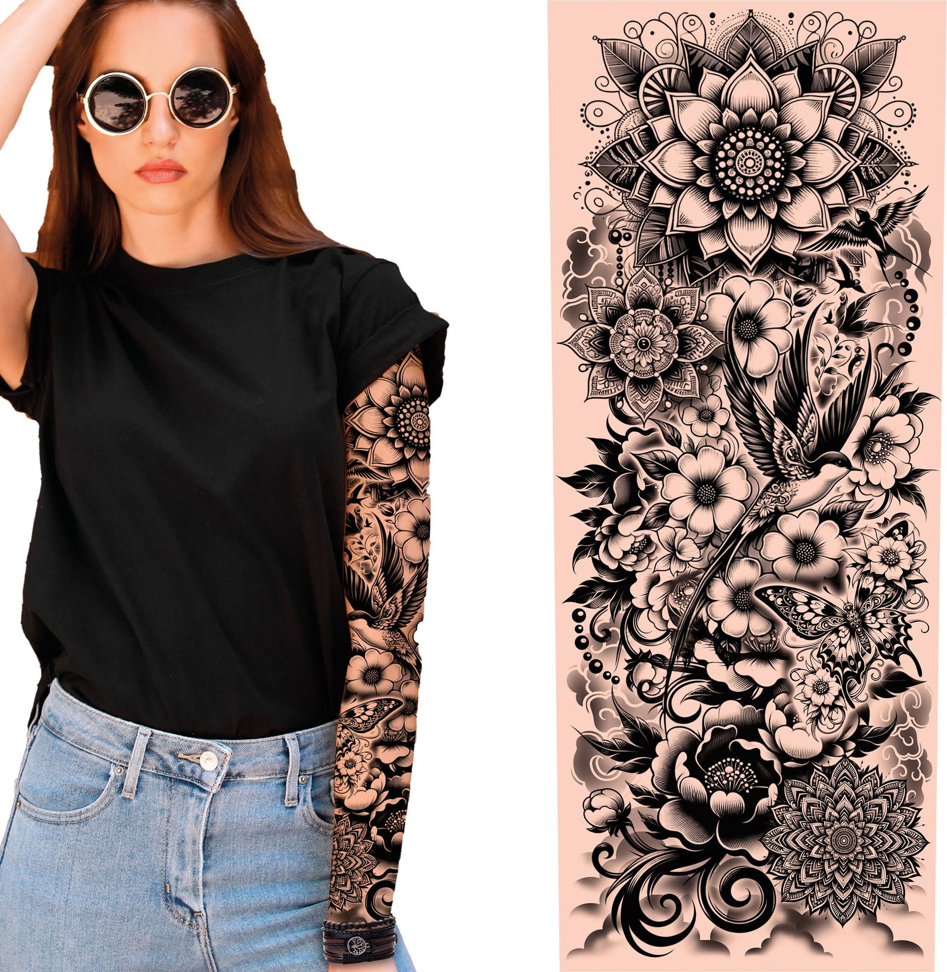 Nep Tattoo Sleeve Bloemenpatroon