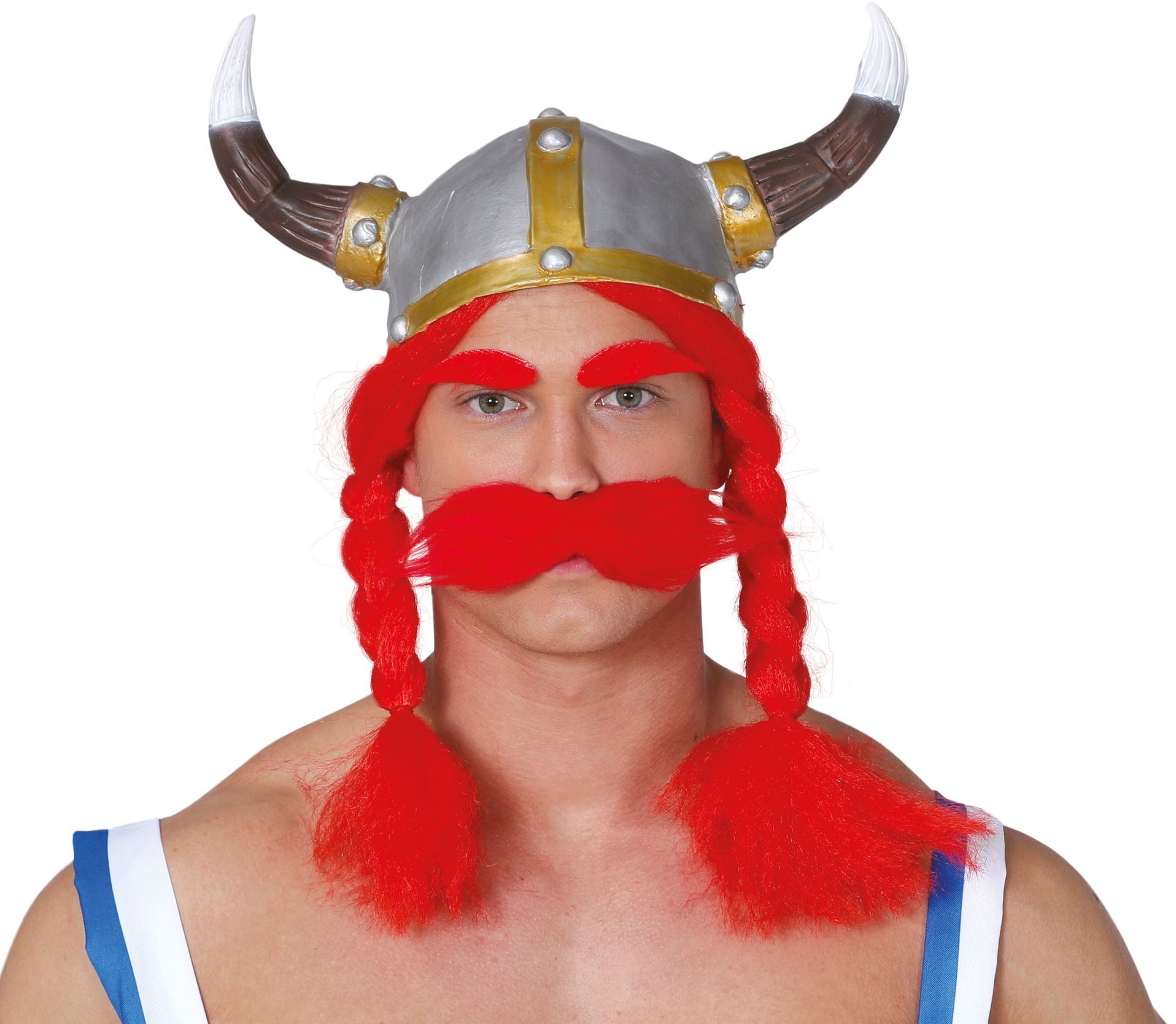 Obelix helm met rode vlechten