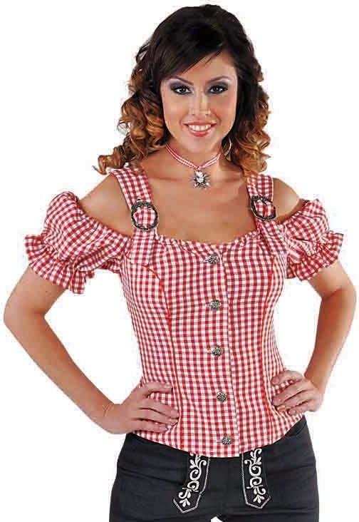 Oktoberfest blouse dames rood wit
